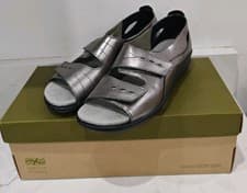 Image of Hotter Florence Platinum Leather Sandals Size 4 UK STD Brand New Boxed