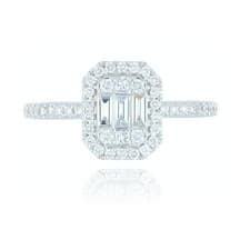 Image of 18ct White Gold Baguette Cut Diamond Cluster Ring