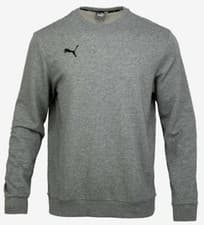 Image of PUMA Men Team Goal Crew Sweat-Shirts L/S Gray Jersey Tee Top Shirt 65693333