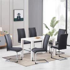 Image of 2/4/6X Faux Leather Dining Chairs PU Padded Dining Room Kitchen Chair Set Family