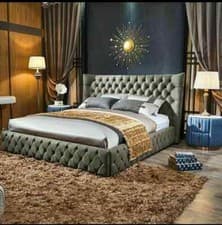 Image of Plush Velvet FABRIC LUXURY super market DESIGN Upholstered Bed Frame Handmade