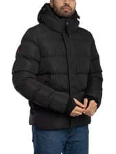 Image of Superdry Men's Hooded Microfibre Sport Puffer Jacket, Black