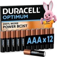 Image of Duracell Optimum AAA Alkaline Batteries 12 Pack MX2400 Reliable Daily Power