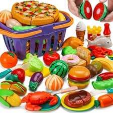 Image of Pretend Play 25 PCS Kitchen Set for Kids Cooking Role Play Cutting Food Toy