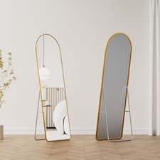 Image of 160x50cm Large Arched Floor Mirror with Stand, Full Length Wall Mounted Mirror