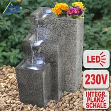 Image of GARDEN WATER FEATURE FOUNTAIN CASCADE WATERFALL WITH LED LIGHT AND PUMP
