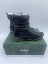 Image of Womens Barbour Hambleden Black Leather Boots Size 3