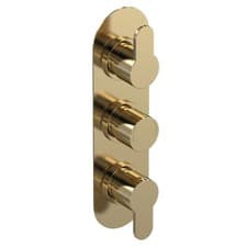 Image of Triple Thermostatic Concealed Brushed Brass Shower Valve & Diverter Anti-Scald