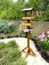 Image of Bird Table Double Wooden Tables Premium Metal Feeding Station Heavy Duty 1.6m