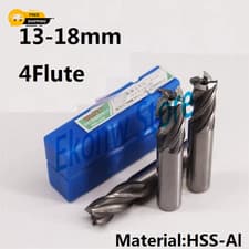 Image of 2Pcs 13Mm 14Mm 15Mm 16Mm 17Mm 18Mm Four Four 4 Flute HSS End Mill Cutter CNC Bit