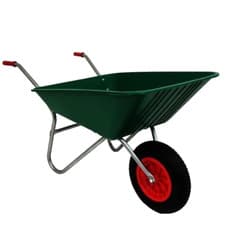 Image of Green Wheelbarrow 85L with pneumatic wheel 85 litre Gardening mucking out barrow