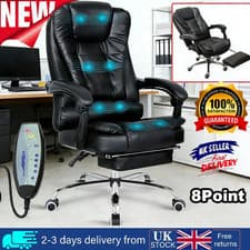 Image of Massage Office Chair Executive Gaming Heated Recline Footrest Computer Chairs