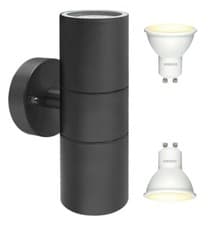 Image of 8 or 10W LED Black Stainless Steel Double Up Down Garden Wall Light IP65 ZLC035B