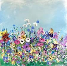 Image of LARGE ORIGINAL ABSTRACT ACRYLIC TEXTURED FLORAL PAINTING On 80 x 80cm Canvas.