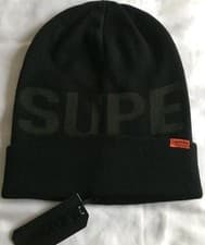 Image of BNWT - SUPERDRY Camo Logo Beanie Hat - New Cellophane Bag Double Layered Black