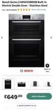 Image of Bosch Series 2 MHA133BR0B Built In Electric Double Oven - Stainless Steel - A/B