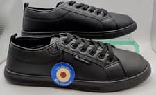 Image of BEN SHERMAN Original Mens Southside Triple Black Retro Fashion Smart Trainers