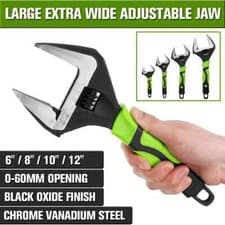 Image of Extra Wide Jaw Adjustable Wrench Spanner 6" 8" 10" 12" Heavy Duty 0-60MM Opening