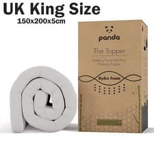 Image of Panda Memory Foam Bamboo Mattress Topper Hydro Foam UK King Bed Size 150x200cm