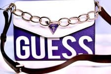 Image of Original GUESS Maddy Mini Crossbody Bag – Purple & White – NEW