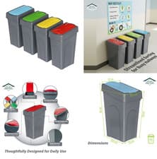 Image of 50L Plastic Recycling Bin Rubbish Dustbin Kitchen Garden Recycle Waste Bin + Lid