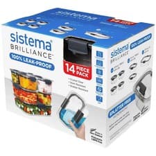 Image of Sistema Brilliance 14 Piece Food Storage Container Set Leakproof BPA Free Lids