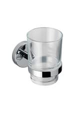 Image of Croydex Flexi-Fix Clear Bathroom Tumbler with Chrome Wall Mount - Pendle