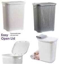 Image of Large Plastic Laundry Basket Clothes Washing Bin Hamper Storage Organiser 50 L