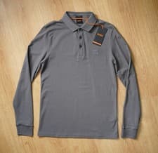 Image of New Boss - Hugo Boss L/S Grey Passerby Polo Shirt Size S (Small) RRP £89