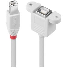 Image of LINDY 31800 USB cable USB 2.0 USB-B plug USB-B socket 0.50 m Grey