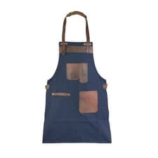 Image of Canvas Apron with Real Leather Poacket Butcher Apron - Cook Apron - BBQ Apron 