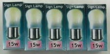 Image of Pack of 5 Crompton 15W BC B22d WHITE Sign Lamp pygmy T1