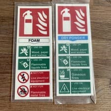 Image of Fire Extinguisher Dry Powder and Fire Extinguisher Foam ID Plastic Sign