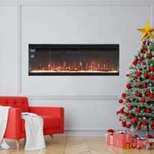 Image of 40/60/100inch Fireplace Inset Electric Fire 9 LED Flame Effect 3 Sided Panoramic