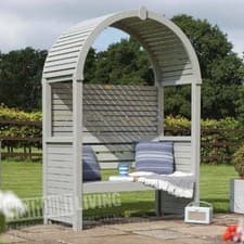 Image of WOODEN ROUND TOP GARDEN ARBOUR BENCH PERGOLA PATIO ARCH SEAT PRESSURE TREATED