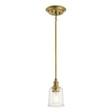 Image of 1 Bulb Ceiling Pendant Light Fitting Natural Brass LED E27 60W Bulb