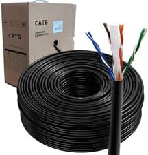 Image of 100M CAT6 OUTDOOR BLACK ETHERNET LAN CABLE CCA EXTERNAL WEATHERPROOF UK