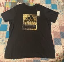Image of ADIDAS Men's Amplifier Black With Gold Foil Graphic T-Shirt Size XL New W/ Tags