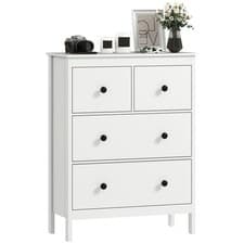 Image of HOMCOM Modern Chest of Drawers, 4 Drawer Dresser for Bedroom, White
