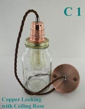 Image of Edison Bulb Vintage Industrial Pendant Light Mason Kilner Jam Jar Rustic Lamp