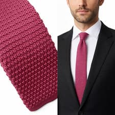 Image of Dusty Pink Knitted Men's Tie Knitted Handmade Crochet Slim