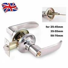 Image of Bathroom & Passage Door Lock - Three-Handle Entry Lever Set with Key UK