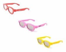 Image of 3 Pairs of Children's Passive 3D Glasses 1 Red 1 Pink 1 Yellow for Passive 3d Tv