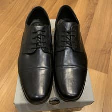 Image of Clarks Mens Black Leather Shoes Howard Walk Size 8 Fit G,Oxford Lace Up RRP £ 70