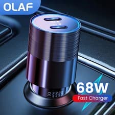 Image of 68W Dual USB Type C Car Charger Metal PD Charger Adapter Fast Charging USB C