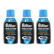 Image of Buster Bathroom Plughole Unblocker Fast Powerful Clear 300ml - Pack of 3