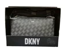 Image of DKNY - BRYANT DEMI Monogram Logo Crossbody Bag - GREY - R33HLU97 ⭐️⭐️⭐️⭐️⭐️ ✅️