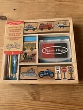 Image of Melissa & Doug Wooden Vehicle Stamp Set. New and Sealed.