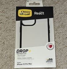 Image of Otter Box React Series iPhone 12 Pro Max Case Black Clear BRAND NEW 77-66278