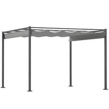 Image of 3 x 3(m) Garden Pergola with Retractable Roof & Magnetic Fixture Sun Shades Grey